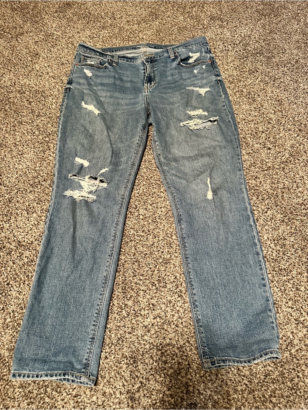 Old Navy Light Blue Distressed Straight-Leg Jeans
